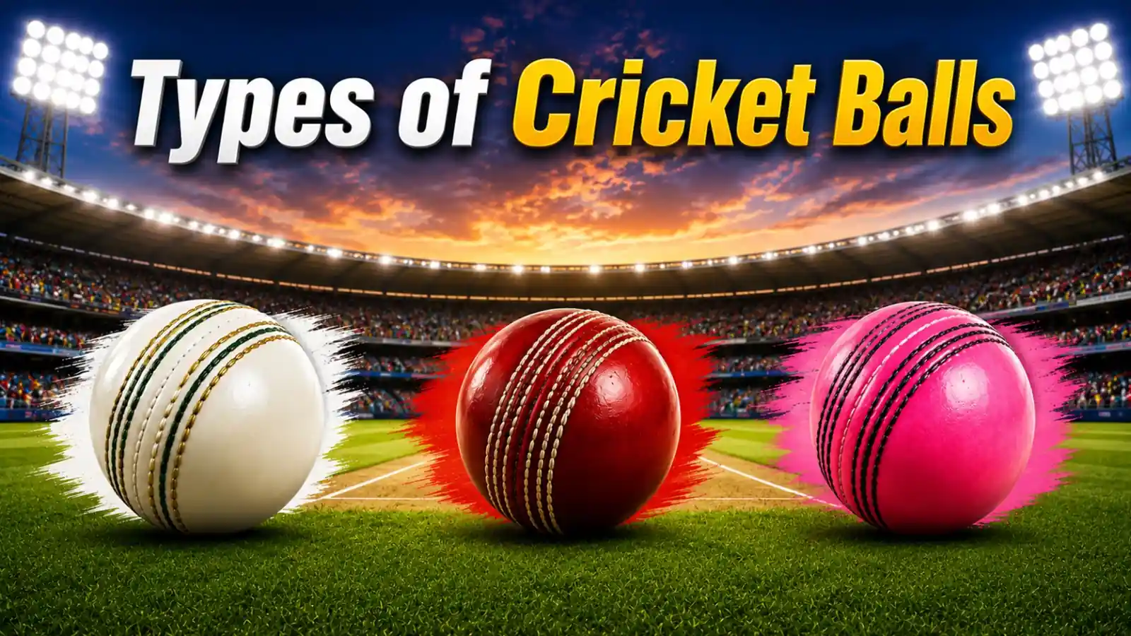 three types of cricket balls - white , red and pink